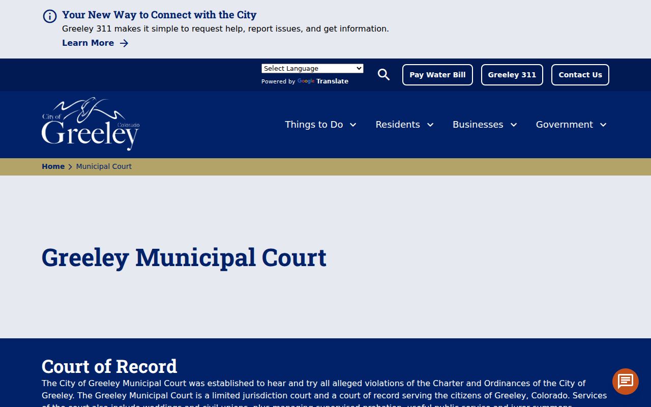 Greeley Municipal Court official overview for local case lookup