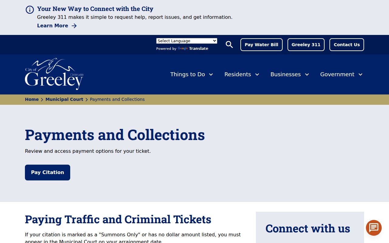 Greeley Municipal Court citation payment instructions