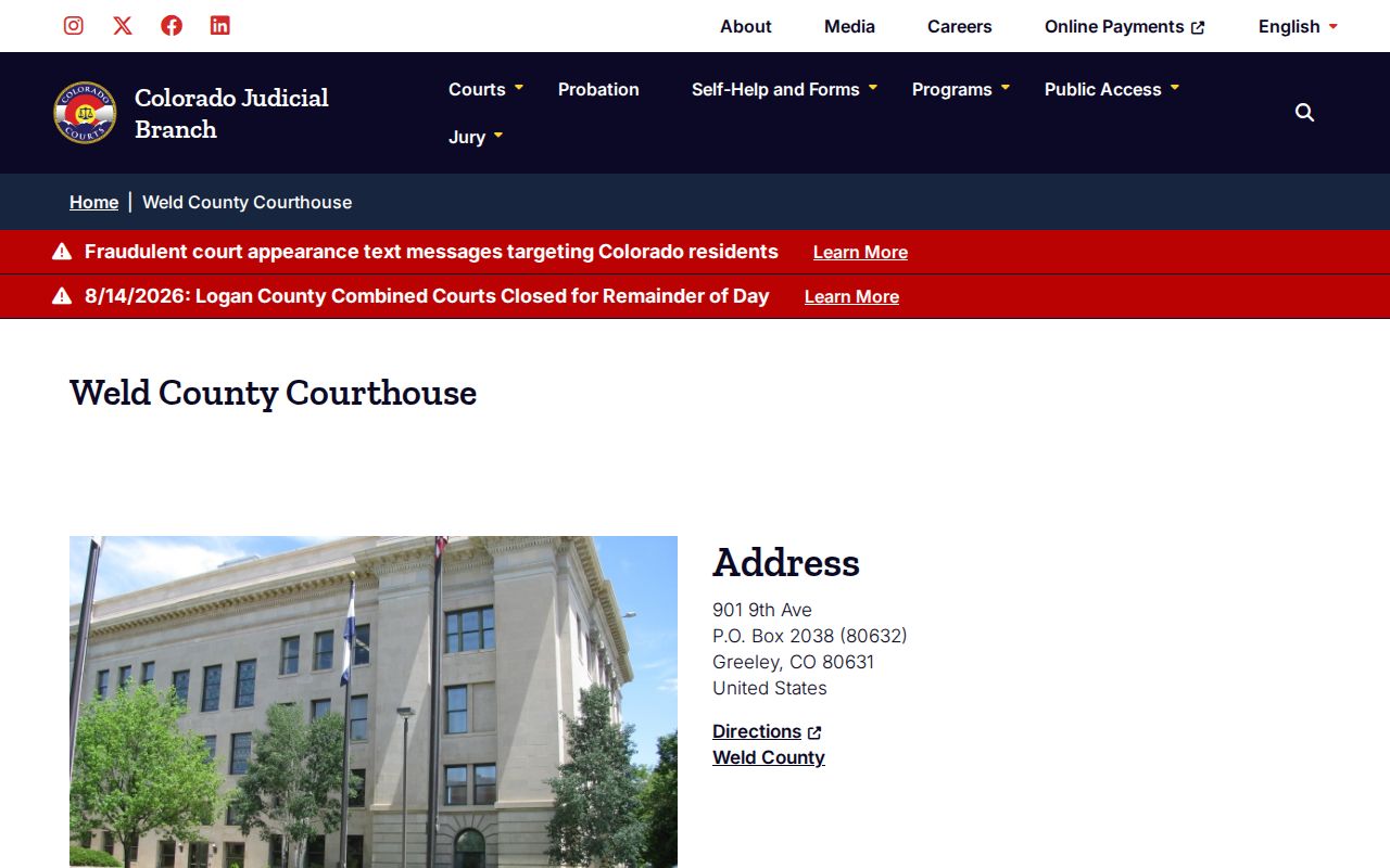 Weld County criminal docket courthouse source