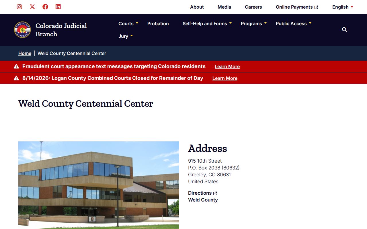 Weld County criminal docket records center