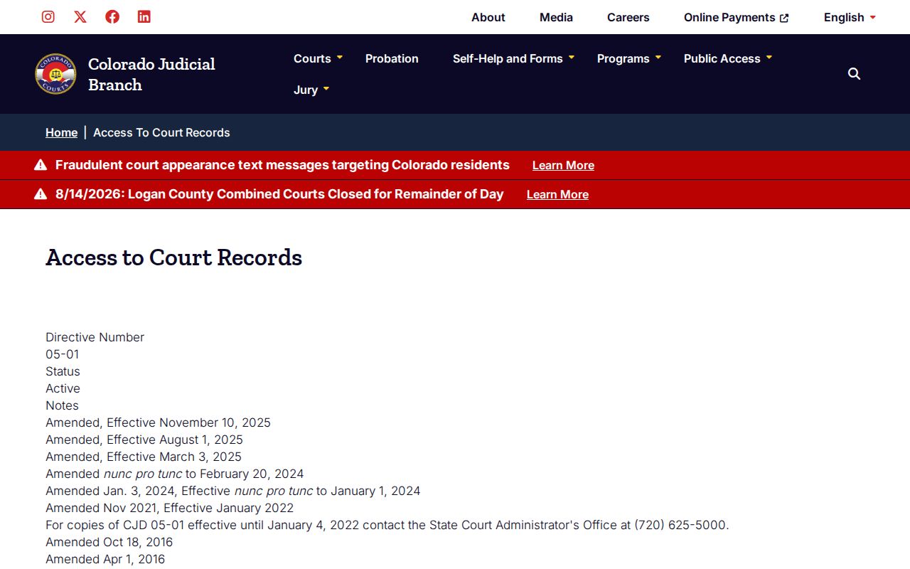 Weld County court docket access directive